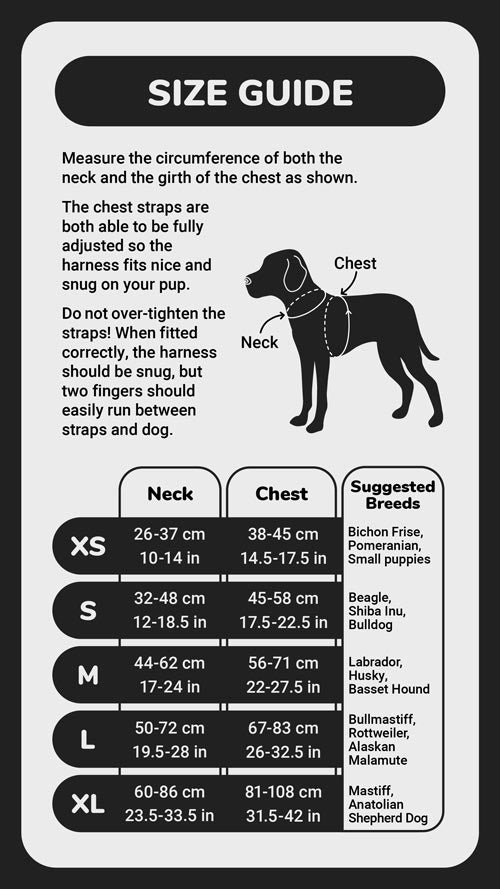 Nobby dog outlet harness size guide